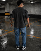 1984 Retro Graphic Men's Black Acid Wash T-Shirt (240 GSM)