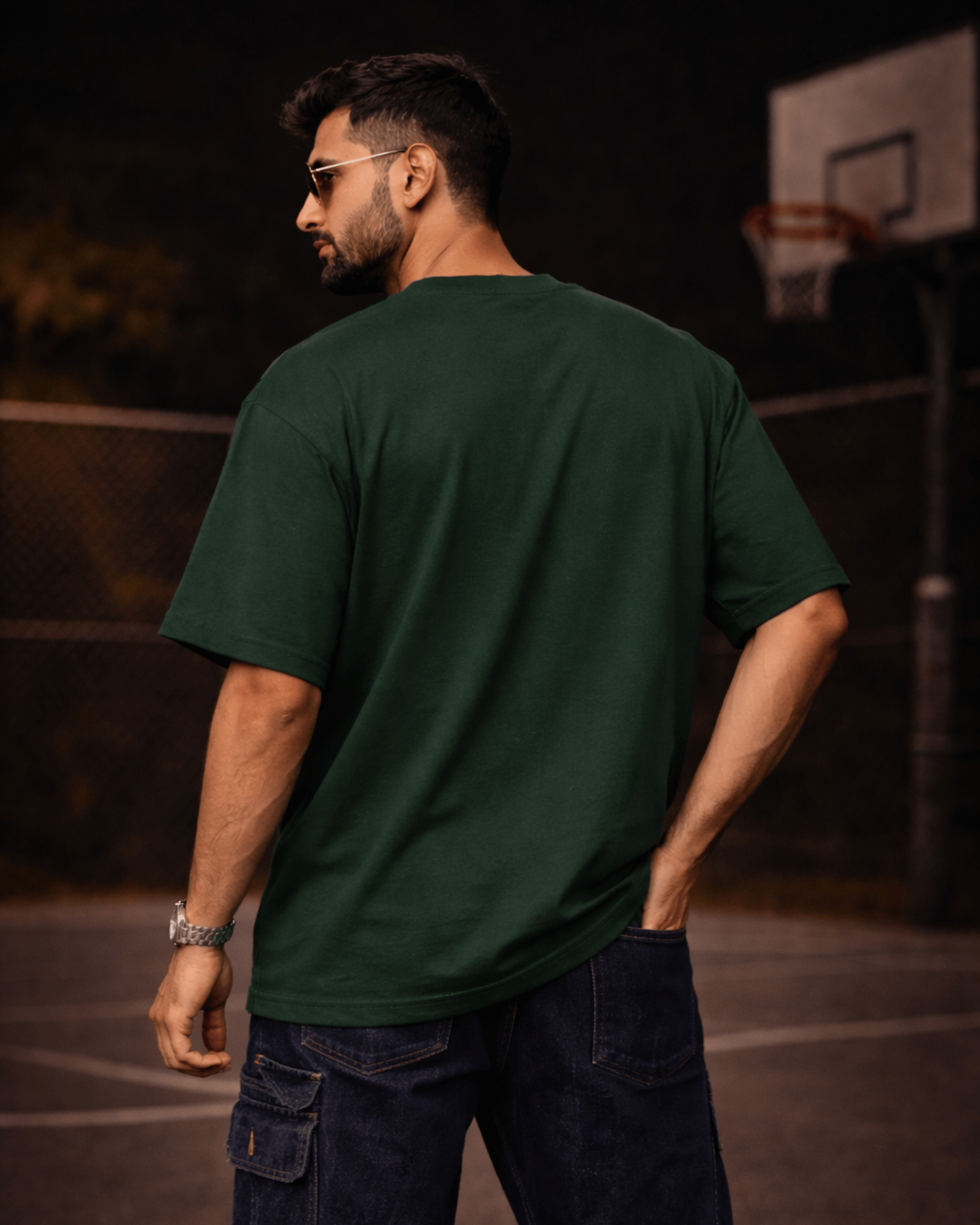 Vicious Tiger Graphic | Men’s Forest Green Oversized T-Shirt (240 GSM)