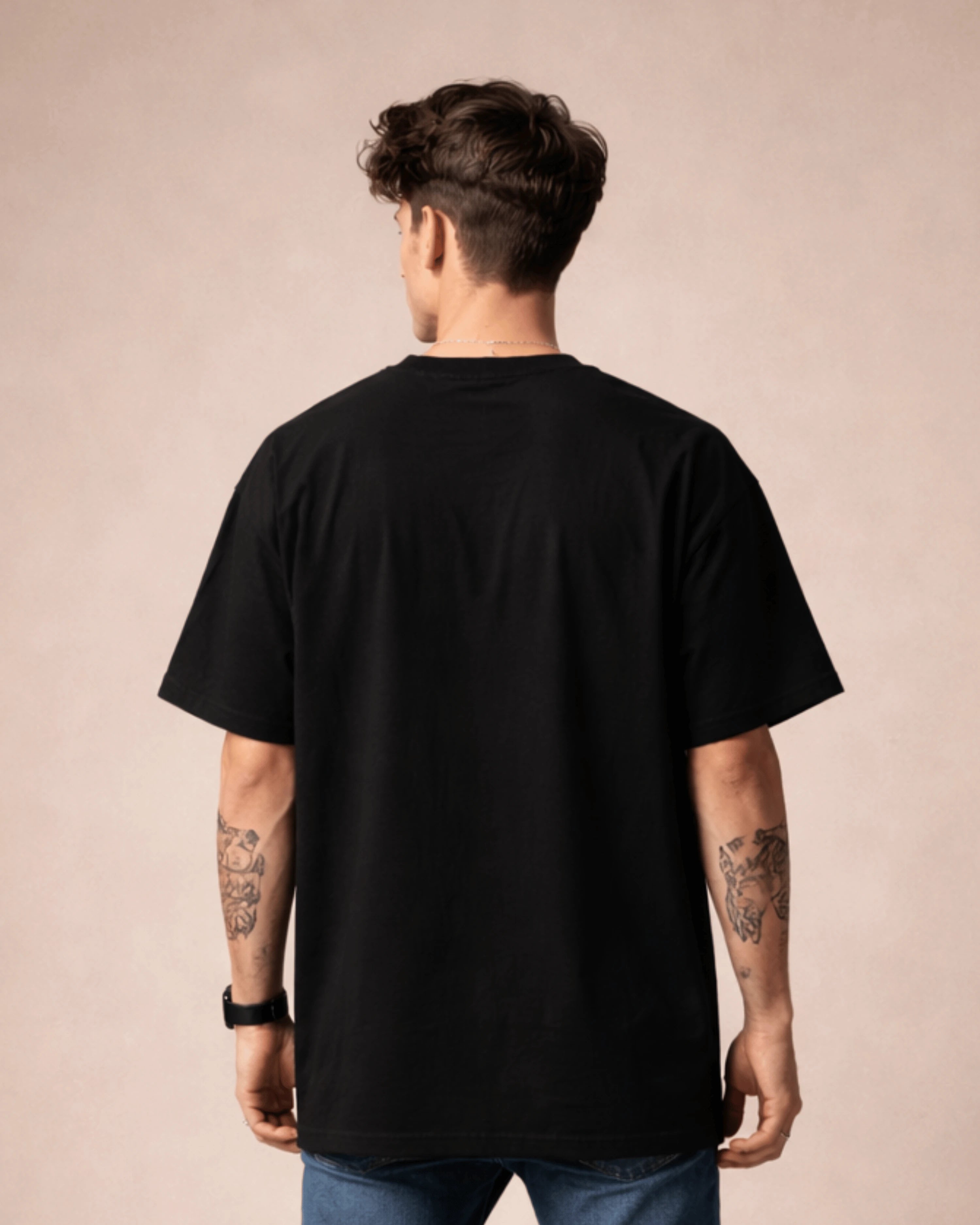 Boss Mode Men's Jet Black Oversized T-Shirt (240 GSM)