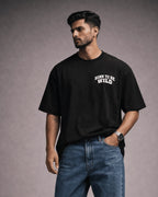 Born To Be Wild Goat Graphic Men's Black Oversized T-Shirt (240 GSM)