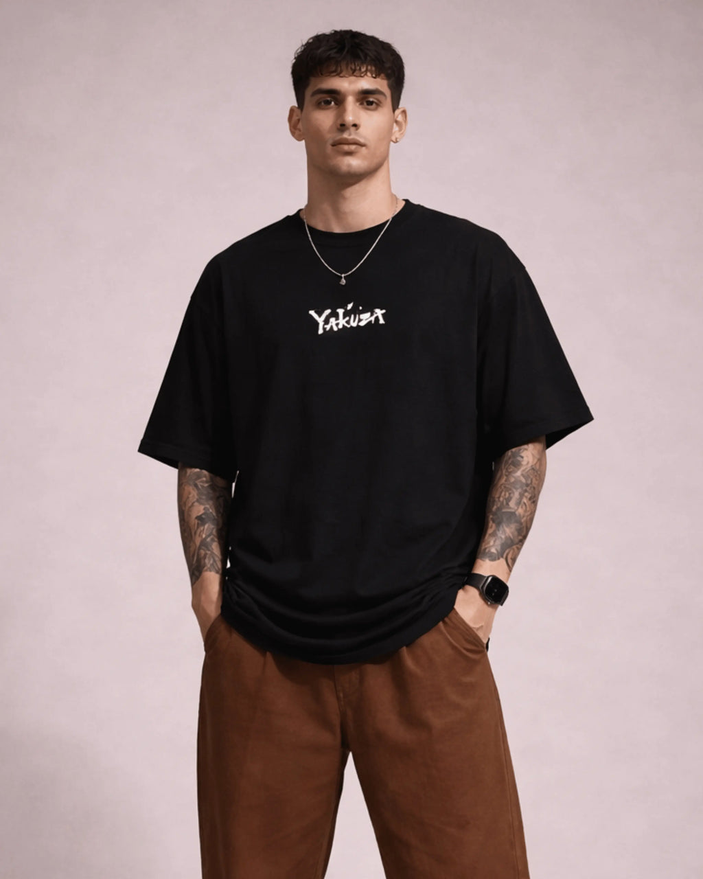 Dragon Samurai Graphic Men's Black Oversized T-Shirt (240 GSM)