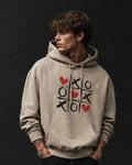 XOXO Heart Tic Tac Toe Graphic Hoodie – Sand Beige (360 GSM)