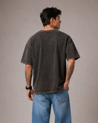 Americanino Gothic Script Men's Black Acid Wash T-Shirt (240 GSM)