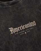Americanino Gothic Script Men's Black Acid Wash T-Shirt (240 GSM)