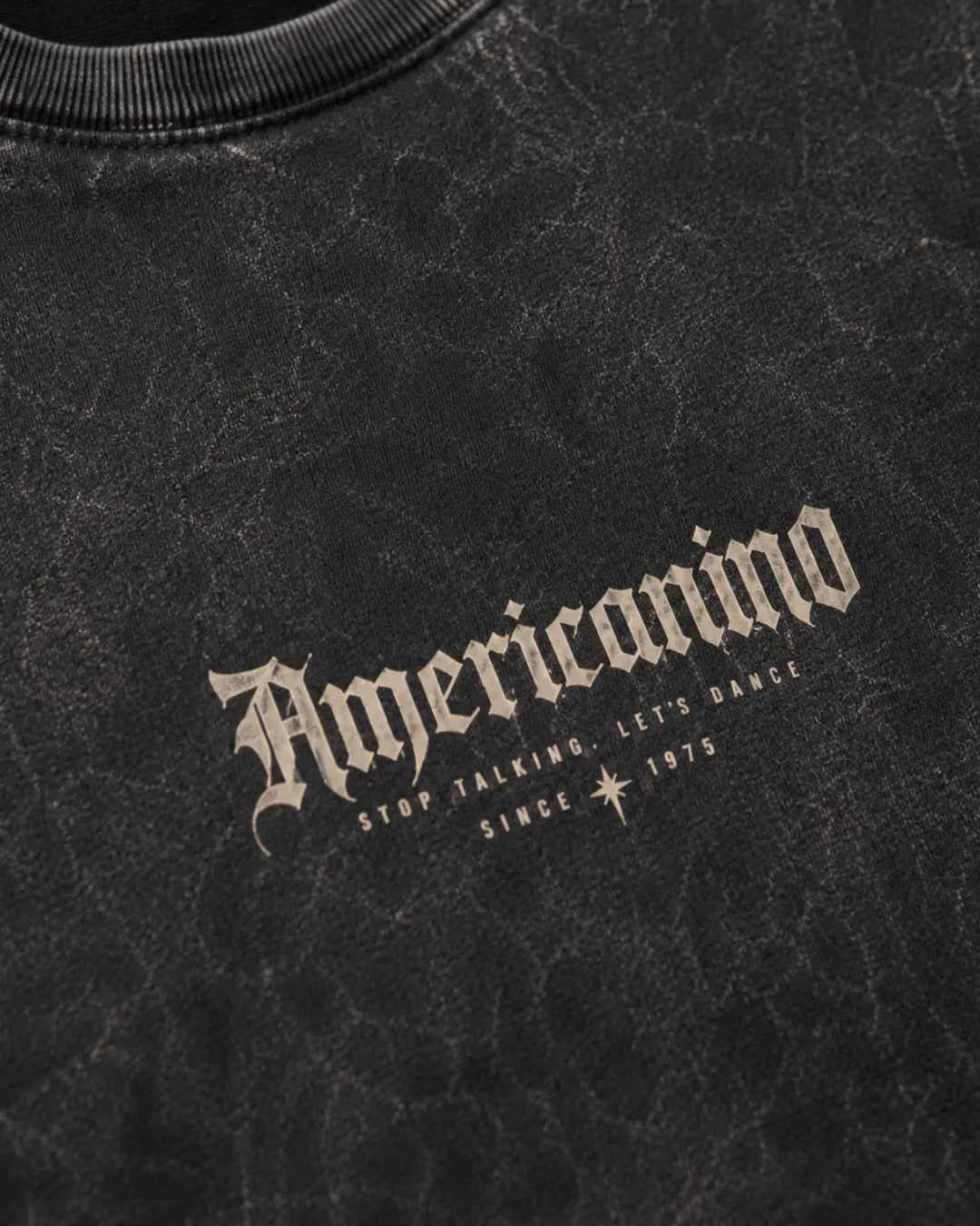Americanino Gothic Script Men's Black Acid Wash T-Shirt (240 GSM)