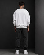 Anime Eyes Peeking Graphic Streetwear Sweatshirt – White (350 GSM)