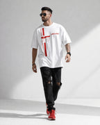 White Racing Number Graphic Men’s Oversized T-Shirt (240 GSM)