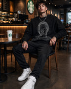 Abstract Face Line Art Streetwear Sweatshirt – Black (350 GSM)