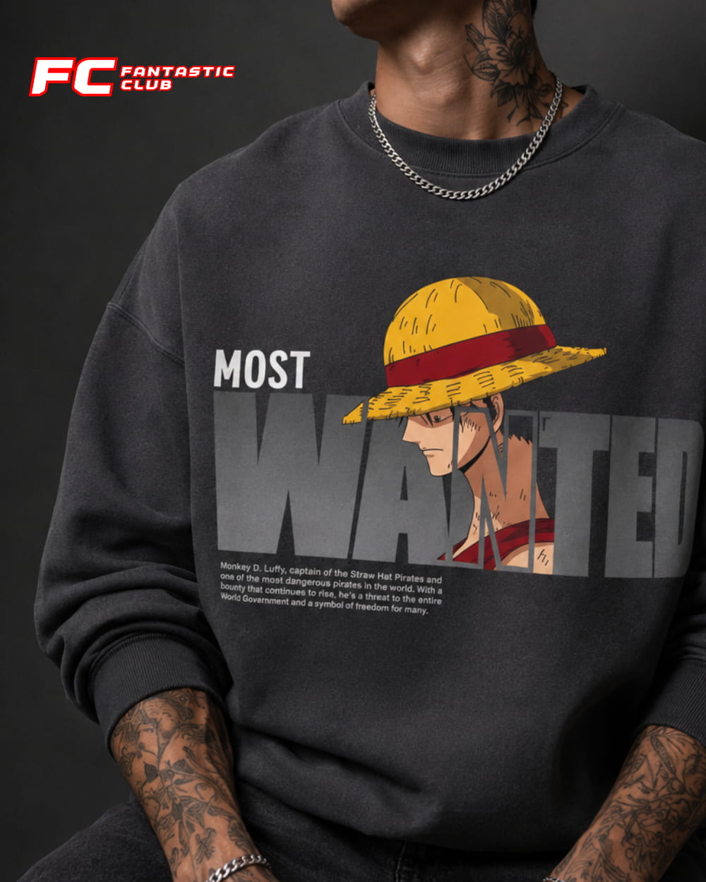 Most Wanted Anime Graphic Streetwear Sweatshirt – Charcoal (350 GSM)
