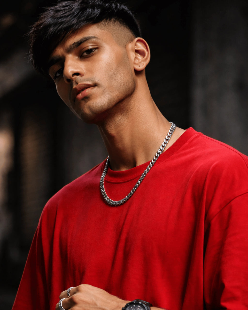 Red Motorcycle Graphic Men’s Oversized T-Shirt (240 GSM)