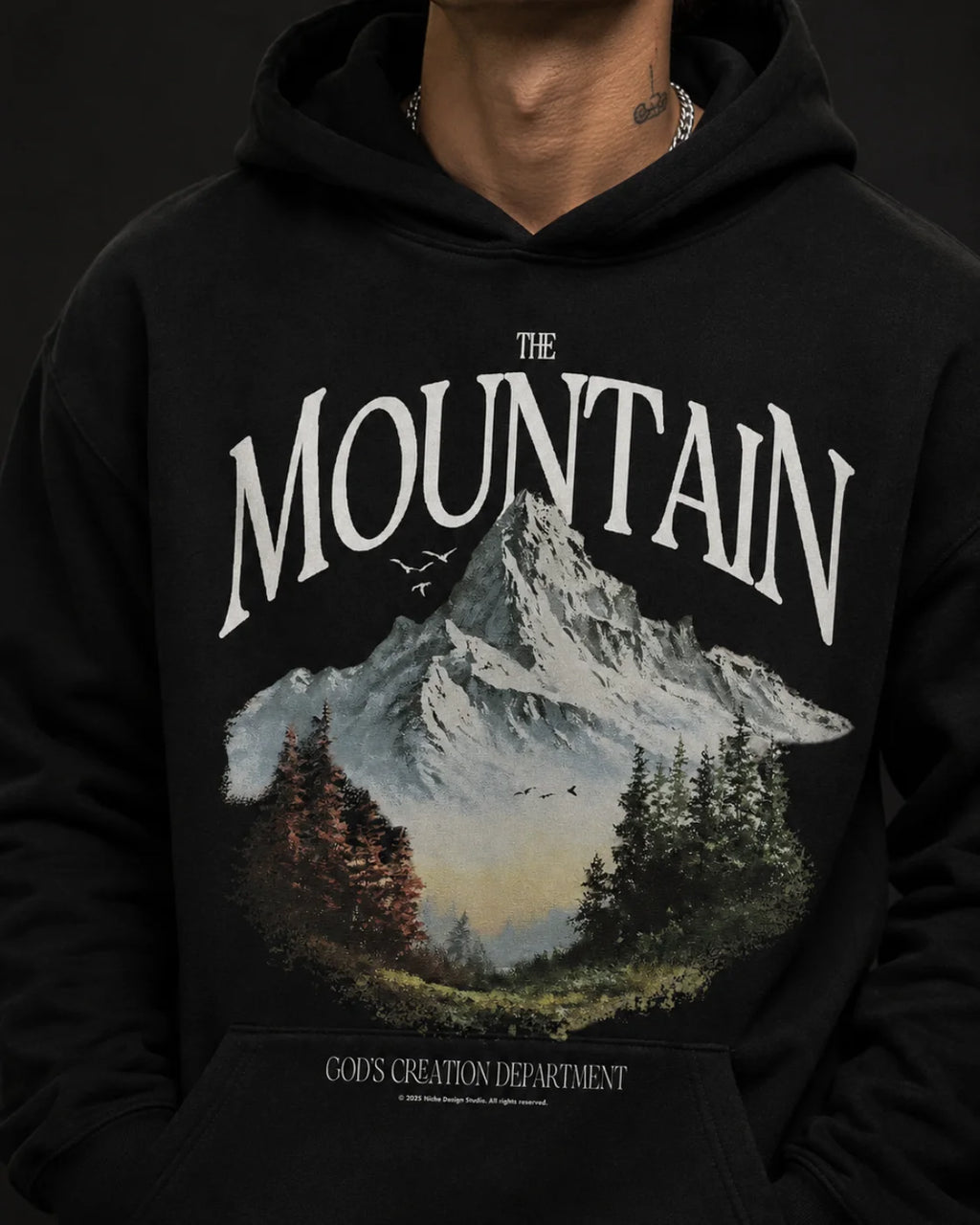 The Mountain Nature Graphic Hoodie – Black (360 GSM)