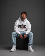 Vengeance Graphic Streetwear Hoodie – White (360 GSM)