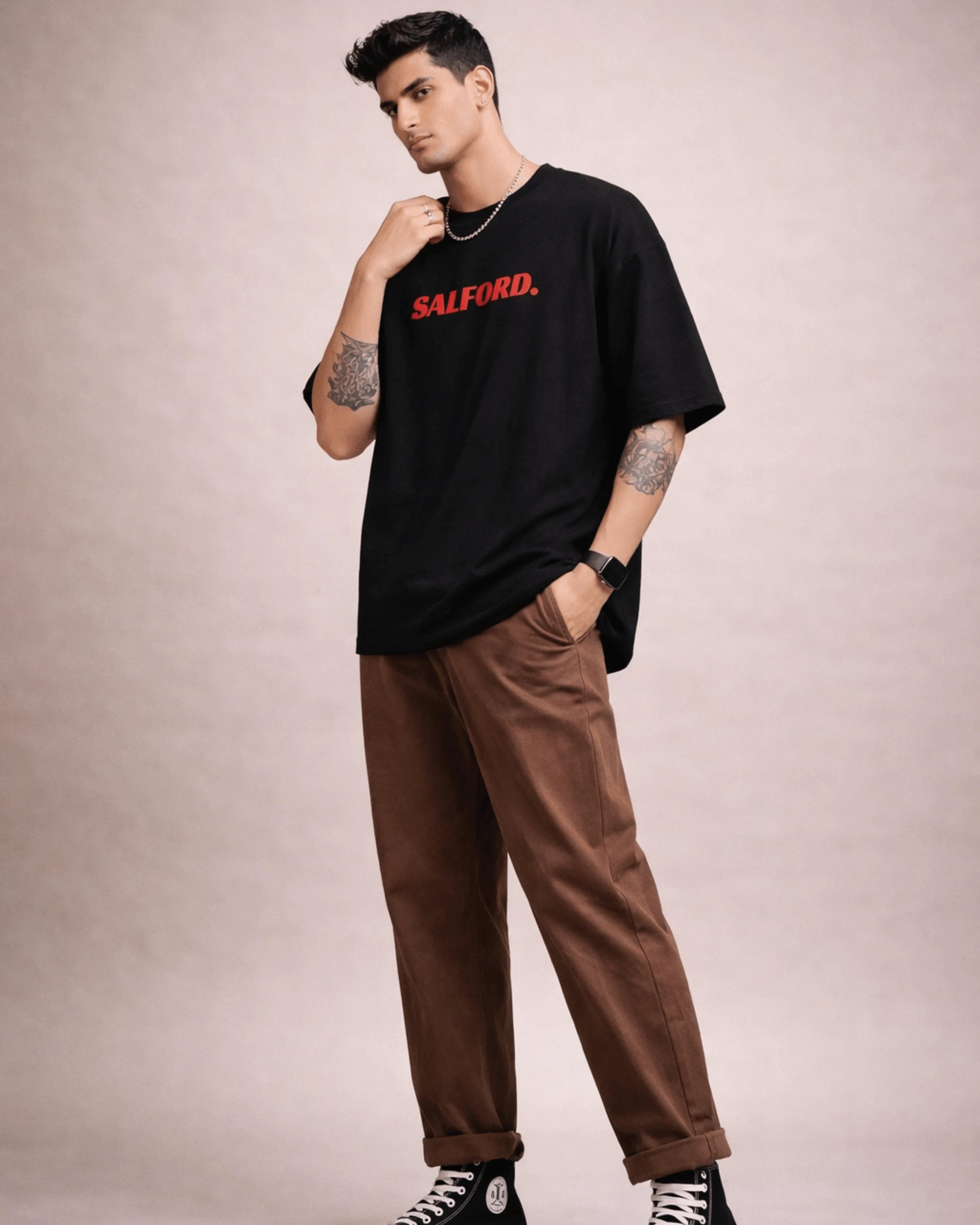 Black Koi Fish Japanese Graphic Men’s Oversized T-Shirt (240 GSM)