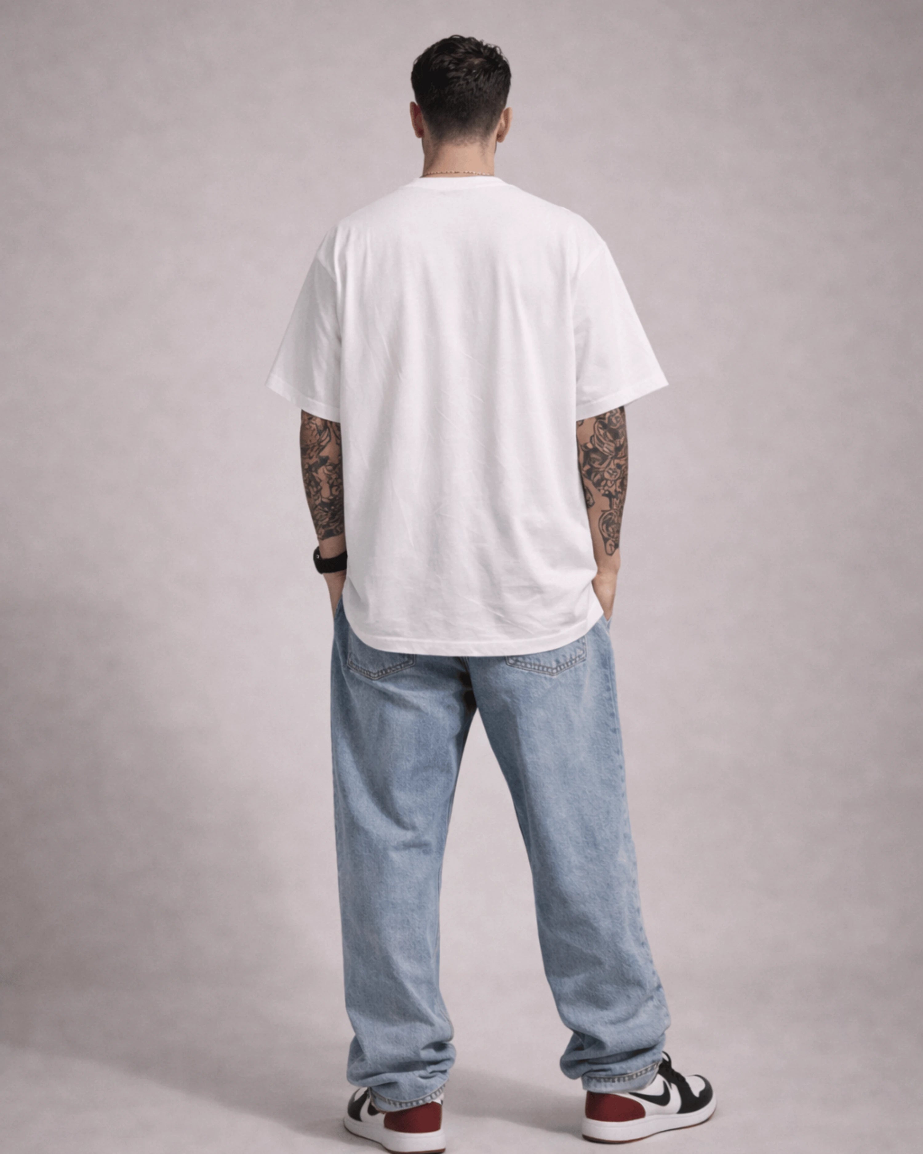 White Spider Web Graphic Men’s Oversized T-Shirt (240 GSM)