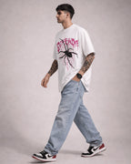 White Spider Web Graphic Men’s Oversized T-Shirt (240 GSM)