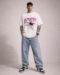 White Spider Web Graphic Men’s Oversized T-Shirt (240 GSM)