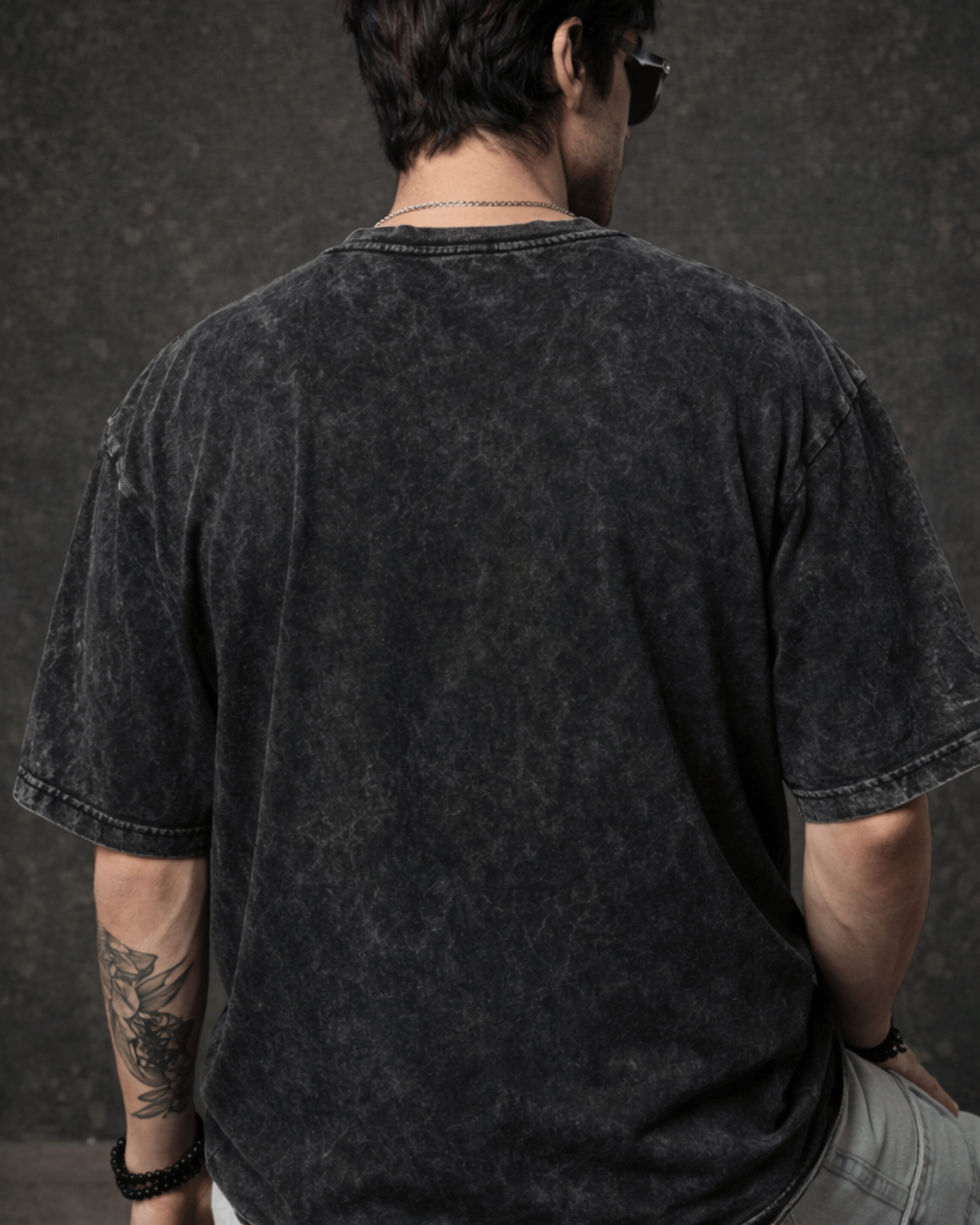 Venomous Cobra Streetwear Graphic Men's Black Acid Wash T-Shirt (240 GSM)