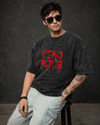 Venomous Cobra Streetwear Graphic Men's Black Acid Wash T-Shirt (240 GSM)