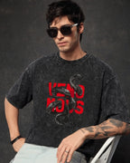 Venomous Cobra Streetwear Graphic Men's Black Acid Wash T-Shirt (240 GSM)